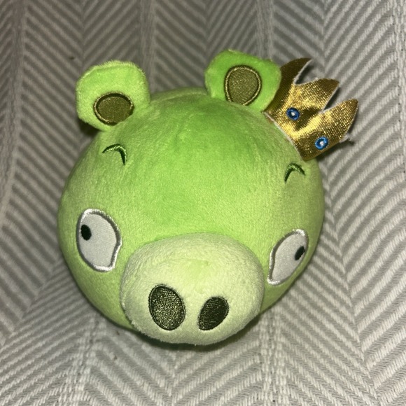 Angry Birds King‎ Pig Plush 2012 Green Pig With Crown - Picture 1 of 2